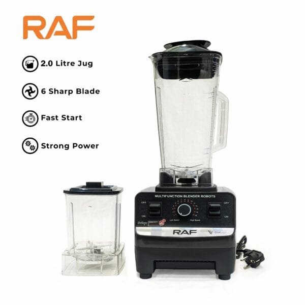 RAF 2.0L- 2 in 1 Electric Jug Blender R.2809 with Masala Grinder-Unbreakable [2400W ].