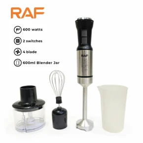 RAF 4 in 1 Hand Blender Set R.292 Chopper, Jar & Whisker - 600W.