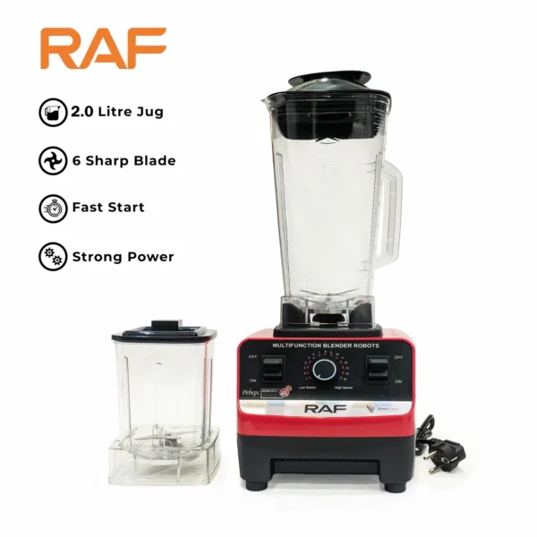 RAF 2.0L- 2 in 1 Electric Jug Blender R.2809 with Masala Grinder-Unbreakable [2400W ]. - Image 2