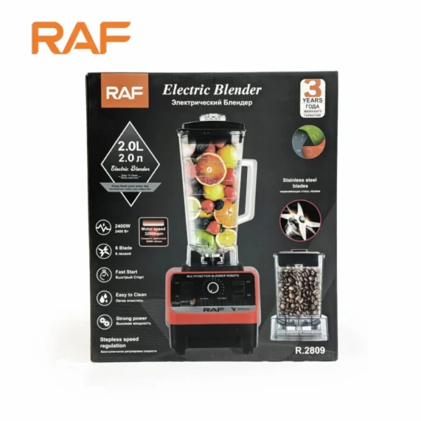 RAF 2.0L- 2 in 1 Electric Jug Blender R.2809 with Masala Grinder-Unbreakable [2400W ]. - Image 4