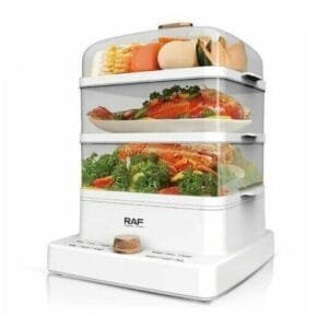 RAF 12L -3 Level Square Electric Food Cooking Steamer Pot -With Display & Timer Function.