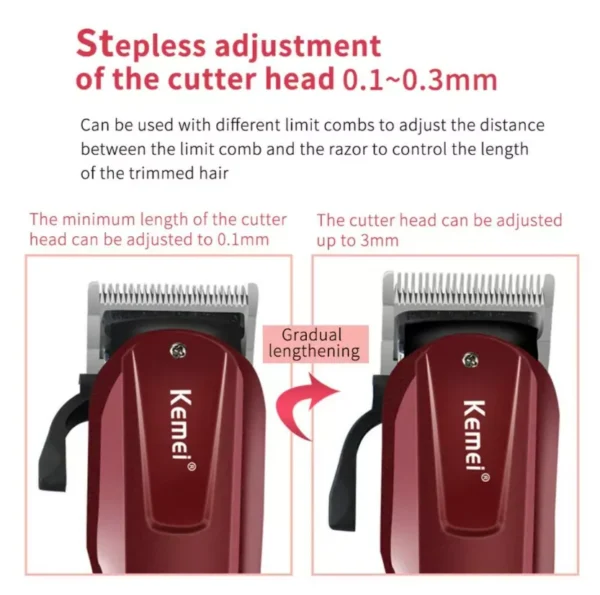 Kemei Rechargeable Saloon Hair Clipper, Beard Shaver, Hair Trimmer Shaving Machine. - Image 6