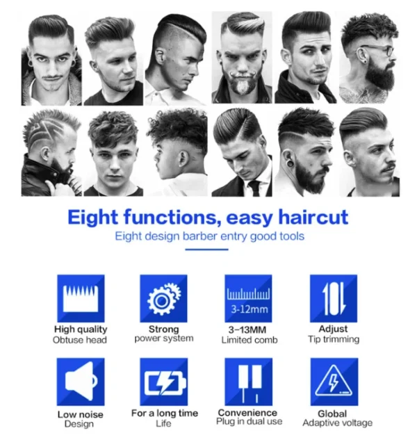 Kemei Rechargeable Saloon Hair Clipper, Beard Shaver, Hair Trimmer Shaving Machine. - Image 10