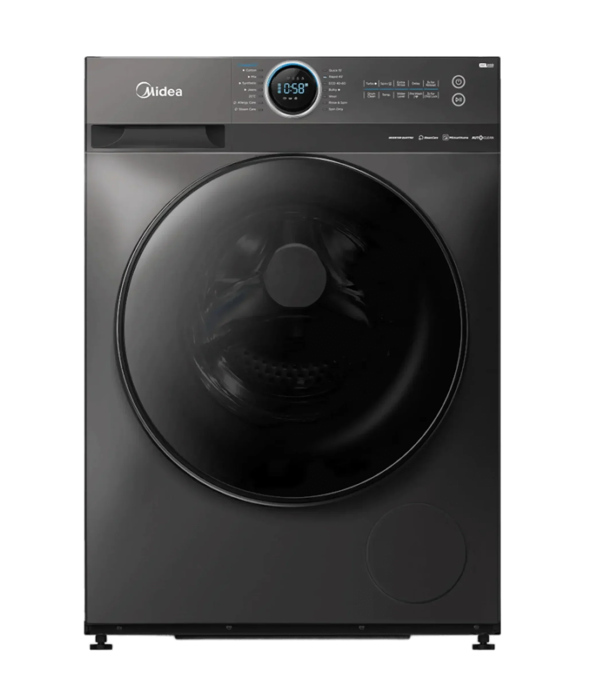 A-MF200W80WB-T-front-view-v1 Midea 8KG Front Load Smart Washing Machine, Wi-Fi Connectivity | MF200W80WBTGCC - Image 1