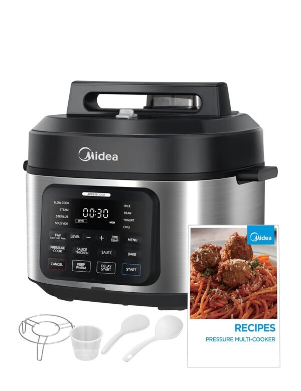 Midea 12-in-1 Electric Pressure Cooker, 8 Quarts, 12 Presets, Multi-Functional Programmable Slow Cooker, Rice Cooker, Steamer, Sauté Pan, Yogurt Maker, and More, Stainless Steel