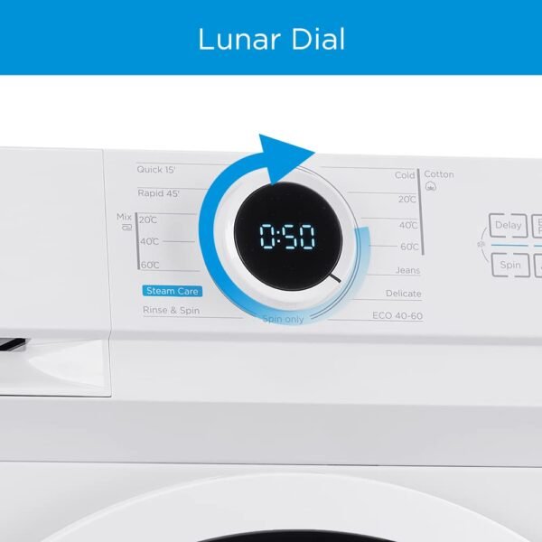 Midea 6KG Front Load Washing Machine with Lunar Dial, 1000 RPM, 15 Programs, Fully Automatic Washer, Digital LED Display, Child Lock, Mute Function, 90° Hygiene, 10 Years Motor...