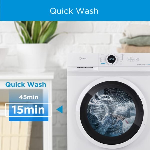 Midea 6KG Front Load Washing Machine with Lunar Dial, 1000 RPM, 15 Programs, Fully Automatic Washer, Digital LED Display, Child Lock, Mute Function, 90° Hygiene, 10 Years Motor...