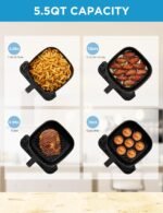 Midea Air Fryer 5.5 Quart with See-Thru Window, Rapid Air Technology, 9 Preset Menus for Quick and Easy Meals,1 Minute Button and Favorite Function, 90% less oil