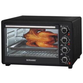 Sonashi 36L Electric Oven With Convection And Rotisserie Function, 4 Knobs And Temperature 100-250 Degrees, 60 Minute Timer - STO-731 (Black)
