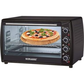 Sonashi 63 Liters Electric Oven, Inside Lamp, Cooking Accessories, Adjustable Temperature, Timer, Electric Oven - STO-732
