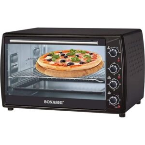 Sonashi 63 Liters Electric Oven, Inside Lamp, Cooking Accessories, Adjustable Temperature, Timer, Electric Oven - STO-732