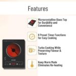 Sonashi Infrared Ceramic Cooker with 200W Display Power, 4 Digit LED Display with Touch Sensor Control and 11 Level Power Settings, Portable and Compact Infrared Cooker SIS-008N - Image 7