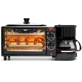 Hoffmans 3 In 1 Electric Breakfast Machine Multifunction, Coffee Maker, Frying Pan, Mini Oven, Bread Pizza Oven Frying Pan