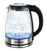 Sonashi 1.8L Glass Cordless Electric Kettle with Auto Shut-Off & Boil-Dry Protection, Glass Body with Concealed Heating Element, Fast Boil, On/Off Indicator - SKT-1825