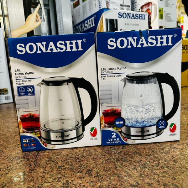 Sonashi 1.8L Glass Cordless Electric Kettle with Auto Shut-Off & Boil-Dry Protection, Glass Body with Concealed Heating Element, Fast Boil, On/Off Indicator - Image 5