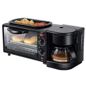 Hoffmans 3 In 1 Electric Breakfast Machine Multifunction, Coffee Maker, Frying Pan, Mini Oven, Bread Pizza Oven Frying Pan