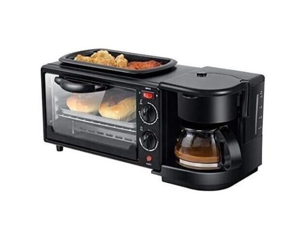 Hoffmans 3 In 1 Electric Breakfast Machine Multifunction, Coffee Maker, Frying Pan, Mini Oven, Bread Pizza Oven Frying Pan