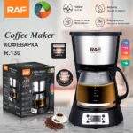 RAF Coffee Maker 1000W | Drip Coffee Machine with 1.5L Water Reservoir & Glass Carafe | Programmable Digital Timer, Auto-Drip & One-Touch Operation for Home & Office
