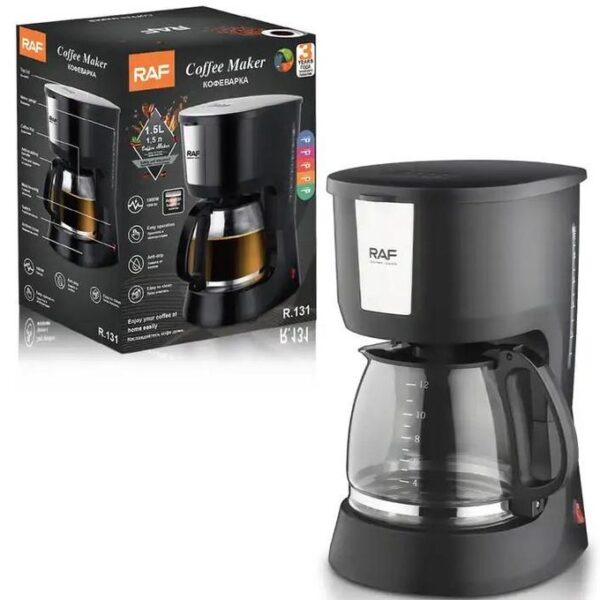 RAF Coffee Maker Machine 12 Cups R.131 - Silver & Black