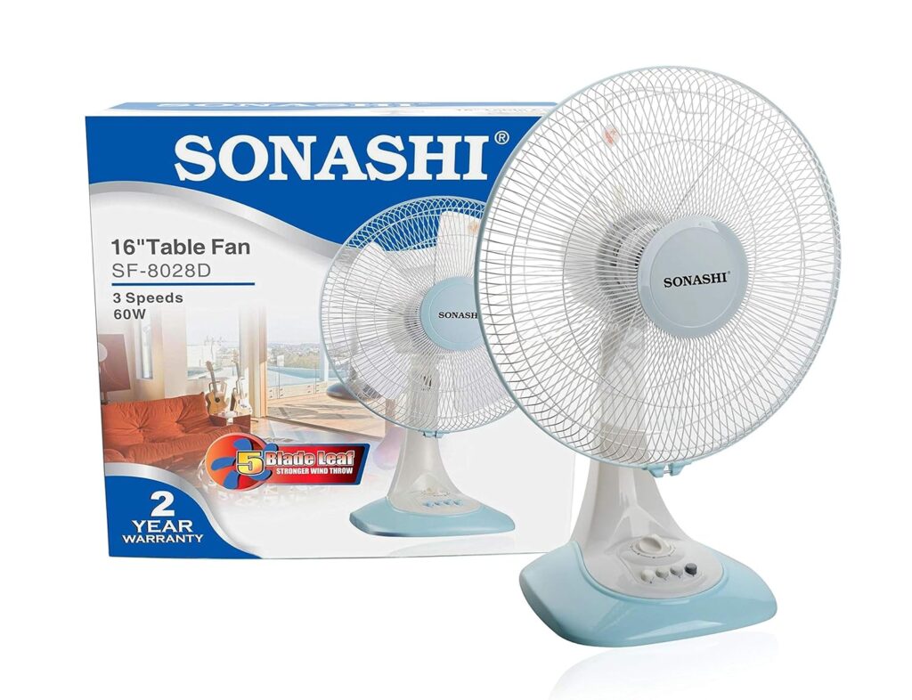 SONASHI 16" TABLE FAN, SF-8028D - WHITE/BLUE