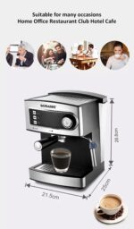 Sonashi 2 In 1 Coffee Maker SCM-4965 – 850W, Touch Button Coffee Machine with Ulka Italy Pump, Steam Nozzle, Overheat Safety Protection | Kitchen Appliance