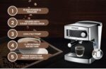 Sonashi 2 In 1 Coffee Maker SCM-4965 – 850W, Touch Button Coffee Machine with Ulka Italy Pump, Steam Nozzle, Overheat Safety Protection | Kitchen Appliance