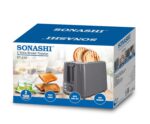 Sonashi 2 Slice Bread Toaster - Adjustable 7 Browning Control with Slide Out Crumb Tray | Defrost, Reheat and Cancel Options | Cool Touch Body for Fast Toasting 750 W ST-210 Grey