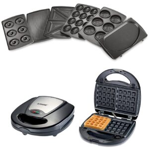 Sonashi 7-in-1 Multi Snack Maker, Detachable Sandwich, Grill, Donut, Waffle, Cupcake, Nutty, Omelet Making Plates - SSM-862