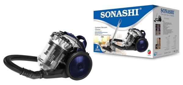 Sonashi Cyclone Canister Bagless Vacuum Cleaner [Black - Blue] SVC-9028C - 1200W Vacuum Cleaning Machine w/Metal Telescopic Tube, Speed Control, Low Noise | Home Appliances