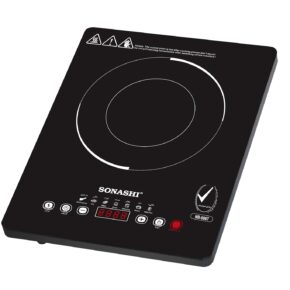 Sonashi Infrared Ceramic Cooker with 200W Display Power | 4 Digit LED Display with Touch Sensor Control and 11 Level Power Settings | Portable and Compact Infrared Cooker SIS-008N