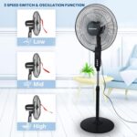 SONASHI SF-8027SR Stand Fan – [Black] 16 in. Floor Fan with Remote Control, 3 Speed Switch, Auto Wind Flow Function, 5 Transparent Blade Leaf | Electronic Appliance for Home,...