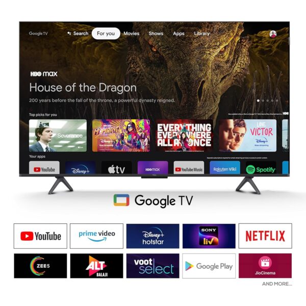 TCL 55 inches TV 4K Ultra HD Smart QLED Google, Alexa on Demand, Metallic Design, Frameless Design