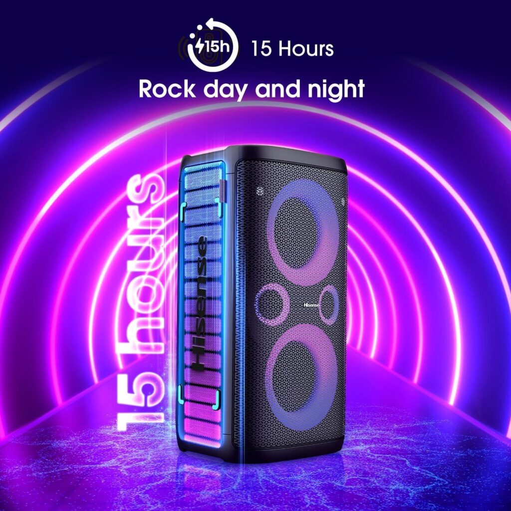 Hisense Party Rocker 350W, Wireless Outdoor & Indoor Party Speaker With Subwoofer, Premium Bass Party Box