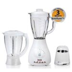 Saachi 3-in-1 Blender with Auto-Clean, 1.5L Jar, 550W, Steel Blades, Glass & Plastic Jars, Mill Grinder, 4-Speed Control – For Smoothies, Juices, Grinding