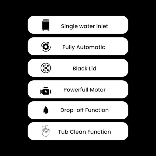 SPJ 9KG Fully Automatic Washing Machine, Top Loader, Washing Machine Automatic, Tub Clean Function & Drop-Off Function, Single Water Inlet With Lid- 1 Year Warranty - Image 7