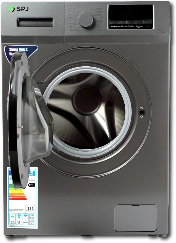 SPJ 6Kg Fully Automatic Front Load Washing Machine With LED Display, Multiple Wash Programs, Double Layer Front Door, Energy Efficient, Easy Operation - 1 Year Warranty - Image 2
