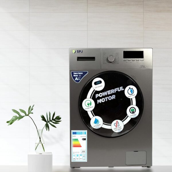 SPJ 8Kg Fully Automatic Front Load Washing Machine With LED Display, Multiple Wash Programs, Double Layer Front Door, Energy Efficient, Easy Operation – 1 Year Warranty - Image 7