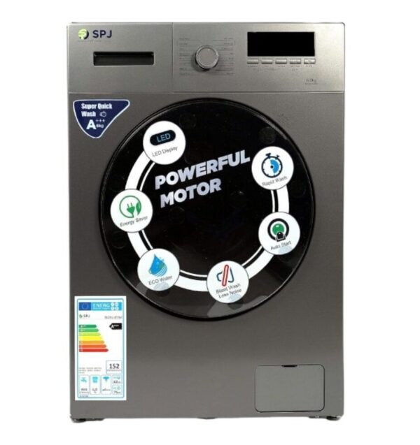 SPJ 6Kg Fully Automatic Front Load Washing Machine With LED Display, Multiple Wash Programs, Double Layer Front Door, Energy Efficient, Easy Operation - 1 Year Warranty