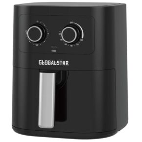 Global Star 7 L / 7 Liters Hot Air Fryer, With Preheating And Keeping Warm, Without Oil And Fat, Non-Stick Basket - Black