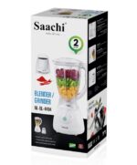 Saachi 2 in 1 Blender with Glass Jug and Plastic Grinder – Ideal for Juices and Healthy Foods – NL-BL-4404