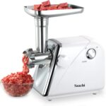 Saachi Powerful 2200W Meat Grinder with Sausage & Kibbeh Attachments, Stainless Steel Blade, Reverse Function, Low Noise, Easy to Clean – White – Saachi NL-MG-967-WH