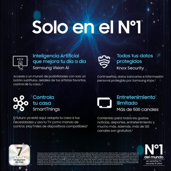 Samsung TV 43 Inch QLED Q7F 4K Smart TV with Vision AI, 100% Color Volume Quantum Dot and over 500 Channels TV Plus