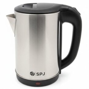 SPJ 1.8L Stainless Steel Electric Kettle - Fast Boiling with Auto Shut-Off & Boil-Dry Protection - Silver/Black