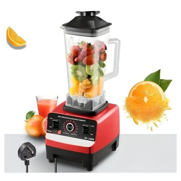 SILVER CREST SC-1589 Commercial Blender For Heavy Duty Works & Business - 2L Jar Capacity - 4500W - Red & Black