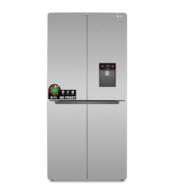 SPJ Refrigerator 559L Fridge, Side By Side Four Door Refrigerator, No Frost Refrigerator, Low Noise Design, Adjustable Glass Shelves, Water Dispenser, Crisper Drawer