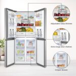 SPJ Refrigerator, 431L Fridge, Four Door Refrigerator, No Frost Refrigerator, Low Noise Design, Adjustable Glass Shelves, Water Dispenser, Crisper Drawer, Color - INOX,...