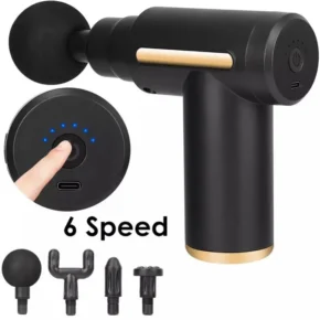 Portable 6-Speed ​​Massage Gun Massager, 4 Heads, 1 Year Warranty