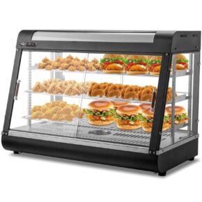 Triple Shelf Electric Food Display Warmer, Adjustable Temperature thermostat, Stainless steel, Light for Interior