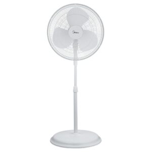 Midea Pedestal Stand Fan, 16 inch, Oscillation Directions, 3 Speed Levels & Adjustable Height, 3 Leaf Blade with 7.5 Hours Timer, 40 Watts, MFS-160M0BPW - 1 Year Warranty
