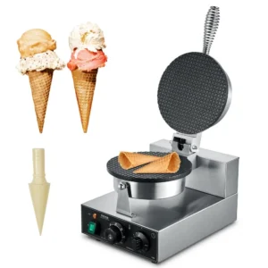 Commercial Waffle Ice Cream Cone Maker 1000W Nonstick Coating Surface Stainless Steel Egg Roll Machine With Adjustable Temperature And Time Controlfor